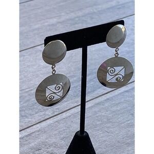 925 SU Sterling Silver Earrings Dangles Drops Vintage Circles Art Deco